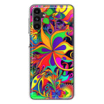 Samsung Galaxy A13 Neon Rainbow Psychedelic Hippie Wild Flowers Hybrid Protective Phone Case Cover