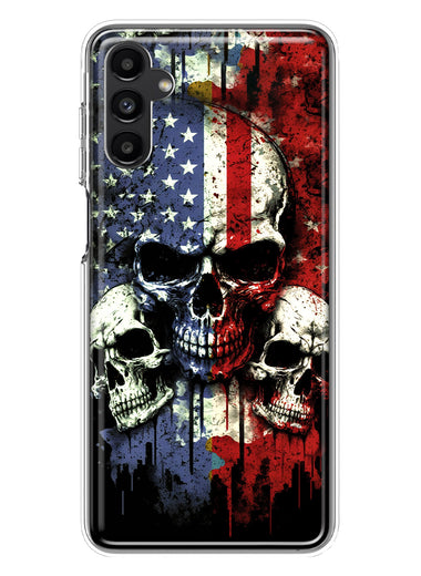 Samsung Galaxy A54 5G American USA Flag Skulls Blue Red Double Layer Phone Case Cover