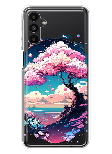 Samsung Galaxy A54 5G Kawaii Manga Pink Cherry Blossom Japanese Sky Floral Ocean Hybrid Protective Phone Case Cover