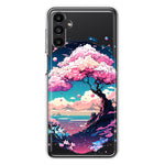 Samsung Galaxy A54 5G Kawaii Manga Pink Cherry Blossom Japanese Sky Floral Ocean Hybrid Protective Phone Case Cover