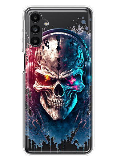 Samsung Galaxy A14 5G Cyberpunk Machine Headphones Skull Double Layer Phone Case Cover