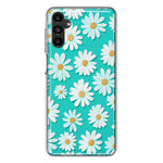 Samsung Galaxy A13 Turquoise Teal White Daisies Cute Daisy Polka Dots Double Layer Phone Case Cover
