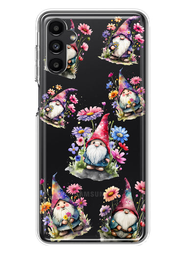 Samsung Galaxy A54 5G Cute Pink Purple Cosmos Flowers Gnomes Spring Floral Double Layer Phone Case Cover