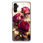 Samsung Galaxy A13 Romantic Elegant Gold Marble Red Roses Double Layer Phone Case Cover