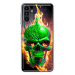 Samsung Galaxy A54 5G Green Flaming Skull Burning Fire Double Layer Phone Case Cover