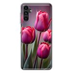 Samsung Galaxy A54 5G Pink Tulip Flowers Floral Hybrid Protective Phone Case Cover