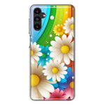 Samsung Galaxy A14 5G Colorful Rainbow Daisies Blue Pink White Green Double Layer Phone Case Cover