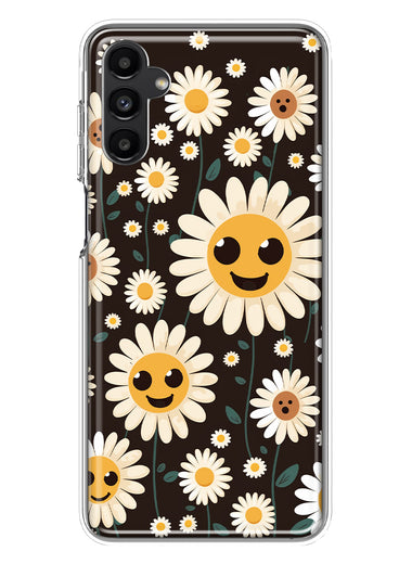 Samsung Galaxy A13 Cute Smiley Face White Daisies Double Layer Phone Case Cover