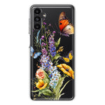 Samsung Galaxy A54 5G Yellow Purple Spring Flowers Butterflies Floral Hybrid Protective Phone Case Cover