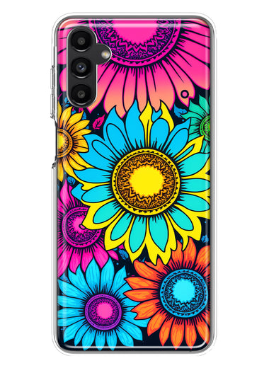 Samsung Galaxy A54 5G Vintage Colorful Abstract Sunflowers Floral Double Layer Phone Case Cover