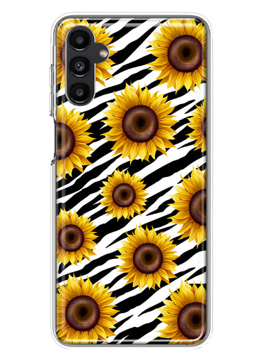 Samsung Galaxy A13 White Zebra Sunflowers Polkadots Double Layer Phone Case Cover