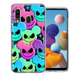 Samsung Galaxy A20 Bright Rainbow Nightmare Skulls Spooky Season Halloween Design Double Layer Phone Case Cover