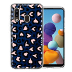 Samsung Galaxy A20 Cute Pink Leopard Print Hearts Valentines Day Love Double Layer Phone Case Cover