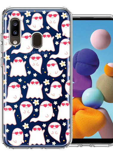 Samsung Galaxy A20 Floating Heart Glasses Love Ghosts Vaneltines Day Cutie Daisy Double Layer Phone Case Cover