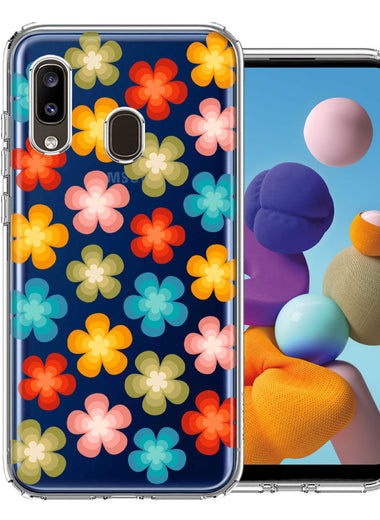 Samsung Galaxy A20 Groovy Gradient Retro Color Flowers Double Layer Phone Case Cover