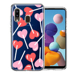 Samsung Galaxy A20 Heart Suckers Lollipop Valentines Day Candy Lovers Double Layer Phone Case Cover