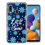Samsung Galaxy A20 Christmas Holiday Let It Snow Winter Blue Snowflakes Design Double Layer Phone Case Cover