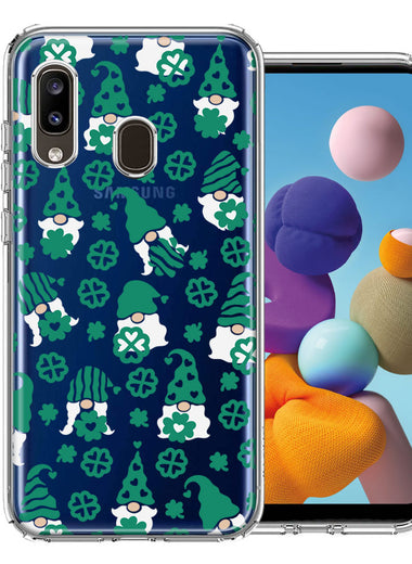 Samsung Galaxy A20 Lucky Green St Patricks Day Cute Gnomes Shamrock Polkadots Double Layer Phone Case Cover