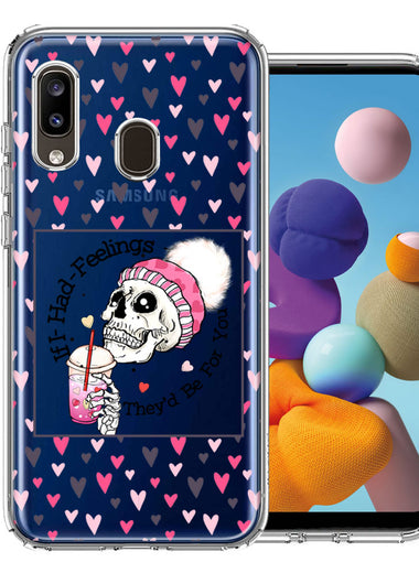 Samsung Galaxy A20 Pink Dead Valentine Skull Frap Hearts If I had Feelings They'd Be For You Love Double Layer Phone Case Cover