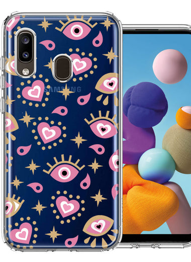 Samsung Galaxy A20 Pink Evil Eye Lucky Love Law Of Attraction Design Double Layer Phone Case Cover