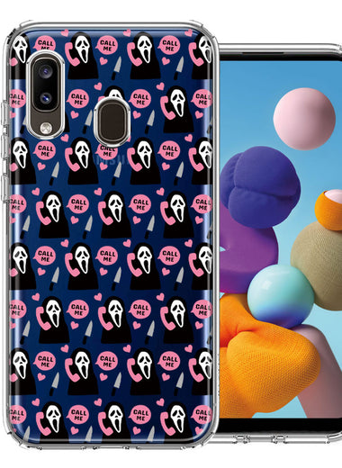 Samsung Galaxy A20 Pink Horror Valentine Character Ghostface Boyfriend Call Me Hearts Double Layer Phone Case Cover