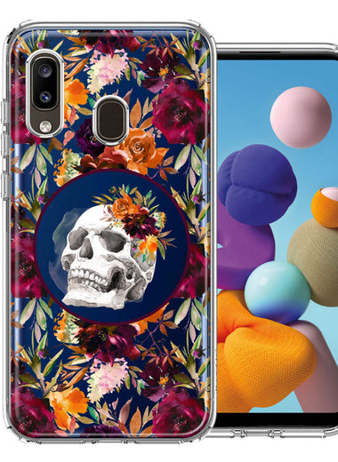 Samsung Galaxy A20 Romance Is Dead Valentines Day Halloween Skull Floral Autumn Flowers Double Layer Phone Case Cover
