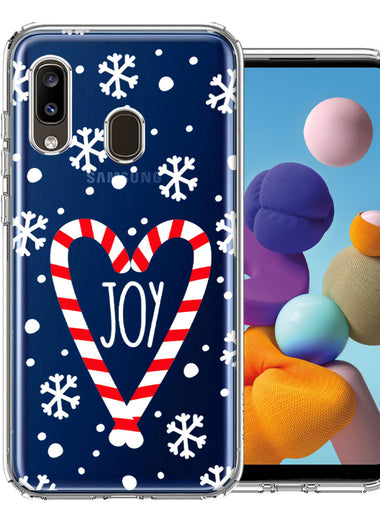 Samsung Galaxy A20 Winter Joy Snow Peppermint Candy Cane Heart Festive Christmas Double Layer Phone Case Cover