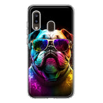 Samsung Galaxy A20 Neon Rainbow Glow Bulldog Hybrid Protective Phone Case Cover