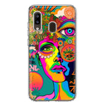 Samsung Galaxy A20 Neon Rainbow Psychedelic Hippie One Eye Pop Art Hybrid Protective Phone Case Cover