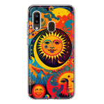 Samsung Galaxy A20 Neon Rainbow Psychedelic Indie Hippie Sun Moon Hybrid Protective Phone Case Cover