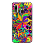 Samsung Galaxy A20 Neon Rainbow Psychedelic Hippie Wild Flowers Hybrid Protective Phone Case Cover