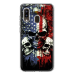 Samsung Galaxy A20 American USA Flag Skulls Blue Red Double Layer Phone Case Cover
