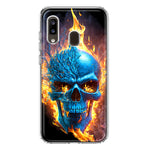 Samsung Galaxy A20 Blue Flaming Skull Burning Fire Double Layer Phone Case Cover