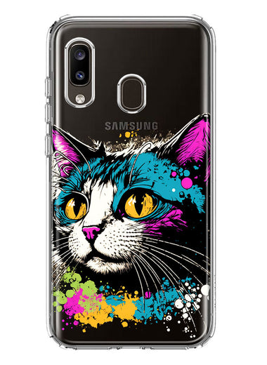 Samsung Galaxy A20 Cool Cat Oil Paint Pop Art Hybrid Protective Phone Case Cover