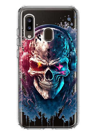 Samsung Galaxy A20 Cyberpunk Machine Headphones Skull Double Layer Phone Case Cover