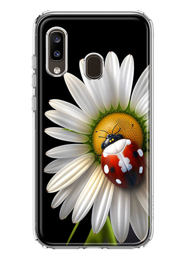 Samsung Galaxy A20 Cute White Daisy Red Ladybug Double Layer Phone Case Cover