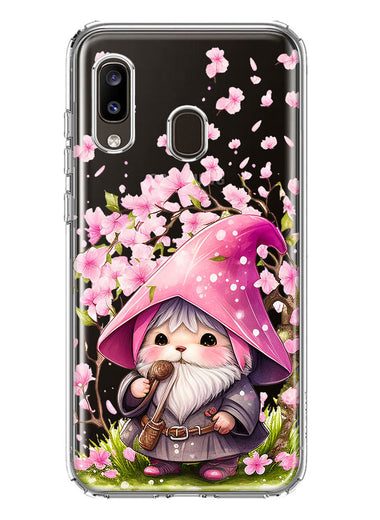 Samsung Galaxy A20 Cute Pink Cherry Blossom Gnome Spring Floral Flowers Double Layer Phone Case Cover