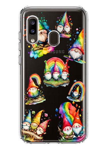 Samsung Galaxy A20 Colorful Neon Glow Rainbow Gnomes Painting Hybrid Protective Phone Case Cover