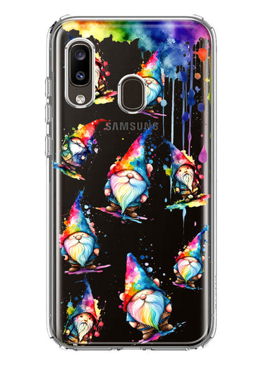 Samsung Galaxy A20 Neon Water Painting Colorful Splash Gnomes Hybrid Protective Phone Case Cover