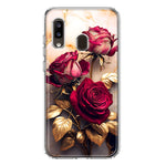 Samsung Galaxy A20 Romantic Elegant Gold Marble Red Roses Double Layer Phone Case Cover