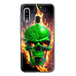 Samsung Galaxy A20 Green Flaming Skull Burning Fire Double Layer Phone Case Cover