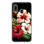 Samsung Galaxy A20 Pink Red Hibiscus Wild Flowers Floral Hybrid Protective Phone Case Cover