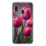 Samsung Galaxy A20 Pink Tulip Flowers Floral Hybrid Protective Phone Case Cover