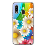 Samsung Galaxy A20 Colorful Rainbow Daisies Blue Pink White Green Double Layer Phone Case Cover