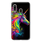 Samsung Galaxy A20 Neon Rainbow Glow Unicorn Floral Hybrid Protective Phone Case Cover