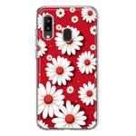 Samsung Galaxy A20 Cute White Red Daisies Polkadots Double Layer Phone Case Cover