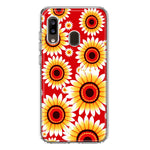Samsung Galaxy A20 Yellow Sunflowers Polkadot on Red Double Layer Phone Case Cover