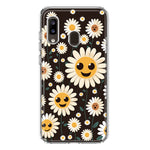 Samsung Galaxy A20 Cute Smiley Face White Daisies Double Layer Phone Case Cover