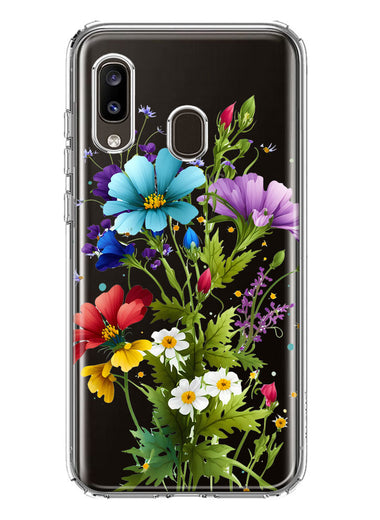 Samsung Galaxy A20 Purple Yellow Red Spring Flowers Floral Hybrid Protective Phone Case Cover