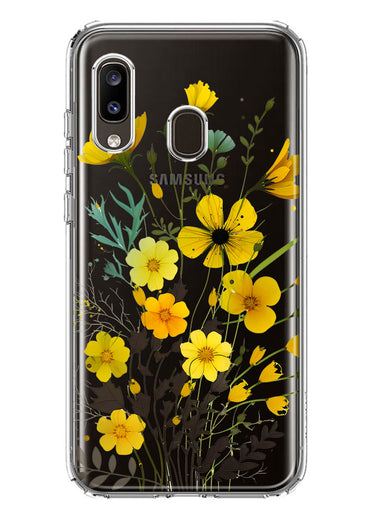 Samsung Galaxy A20 Yellow Summer Flowers Floral Hybrid Protective Phone Case Cover